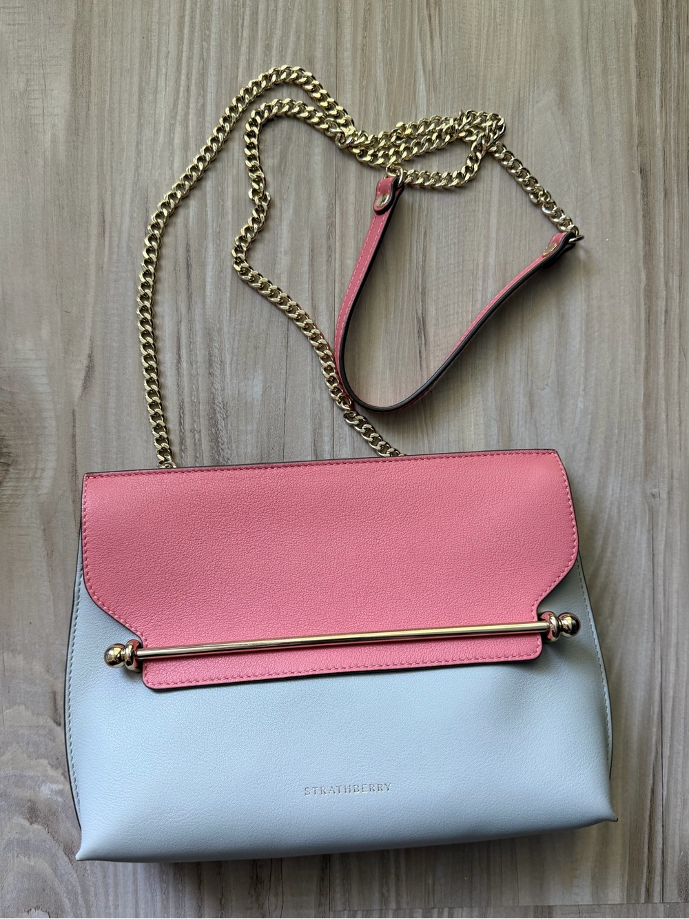 Strathberry Stylist - Pink and Gray with Gold Hardware